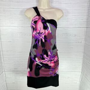 VTG Deadstock Wet Seal small pink black floral Y2K babydoll whimsygoth dress